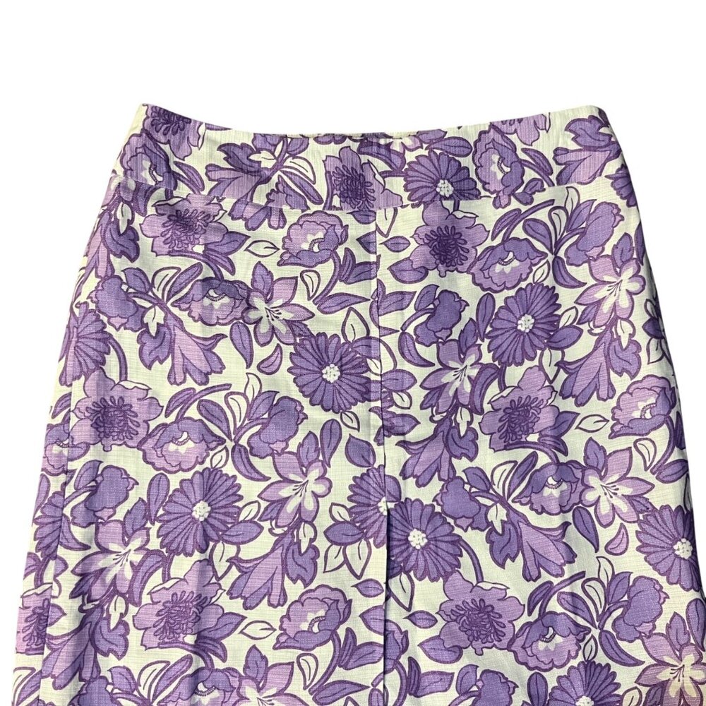 Ann Taylor LOFT Skirt Womens 8 NEW Purple Floral Linen Blend Lined - Picture 14 of 15